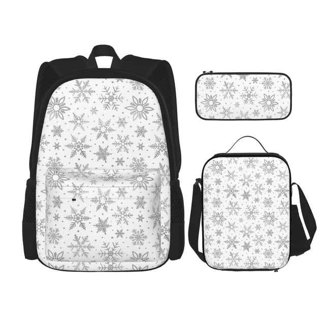 Fotbe Snowflake Minimalist Set Escolar 3 en 1 para Niños - Mochila Duradera con Lonchera Aislante y Estuche para Lápices - Mochila Escolar para Niños y Niñas