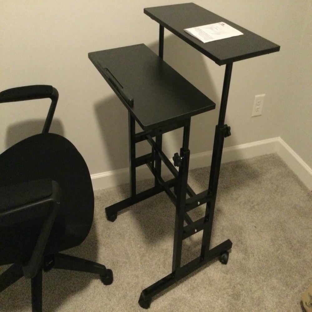 Spaco Height Adjustable Mobile Standing Desk with rolling wheels for office and home-Natural, Office Furniture, Portable Desk for Home and Office