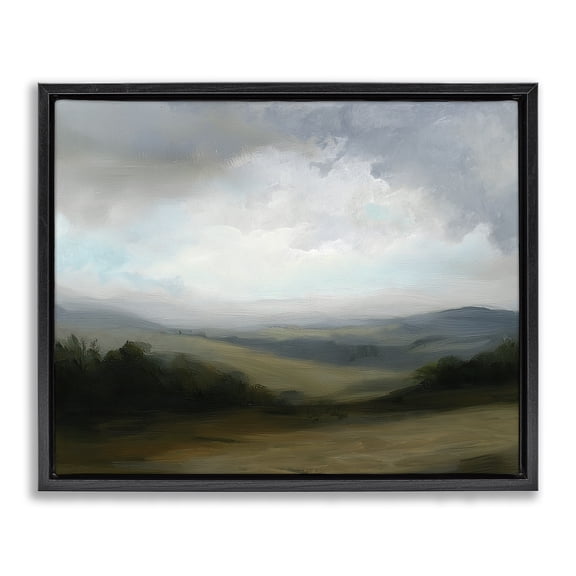 Stupell Industries Traditional Refreshed Quiet Rolling Hills Black Floating Frame Canvas Art, 21 x 17, by Annabelle Hall