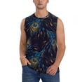 thumbnail image 1 of KLL Peacock Feathers Print Workout Tank Tops Gym Sleeveless Fitness Muscle Tee-3X-Large, 1 of 7