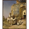 thumbnail image 2 of Edwin Lord Weeks 15x17 Black Ornate Wood Framed Double Matted Museum Art Print Titled - The Old Blue-Tiled Mosque Outside of Delhi, India, 2 of 5