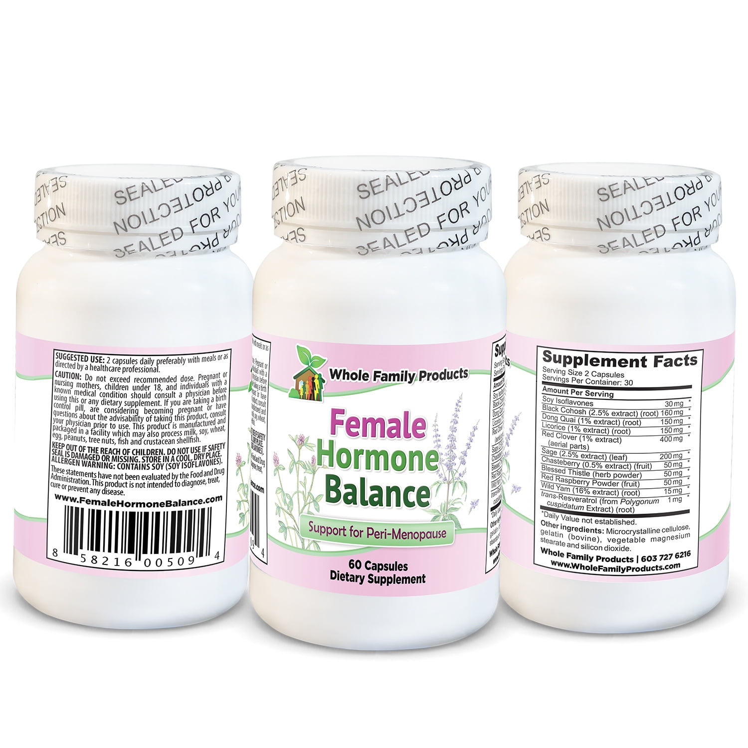 Female Hormone Balance 60 Capsules Herbal Menopause Support Supplement Whole Family Products Walmart