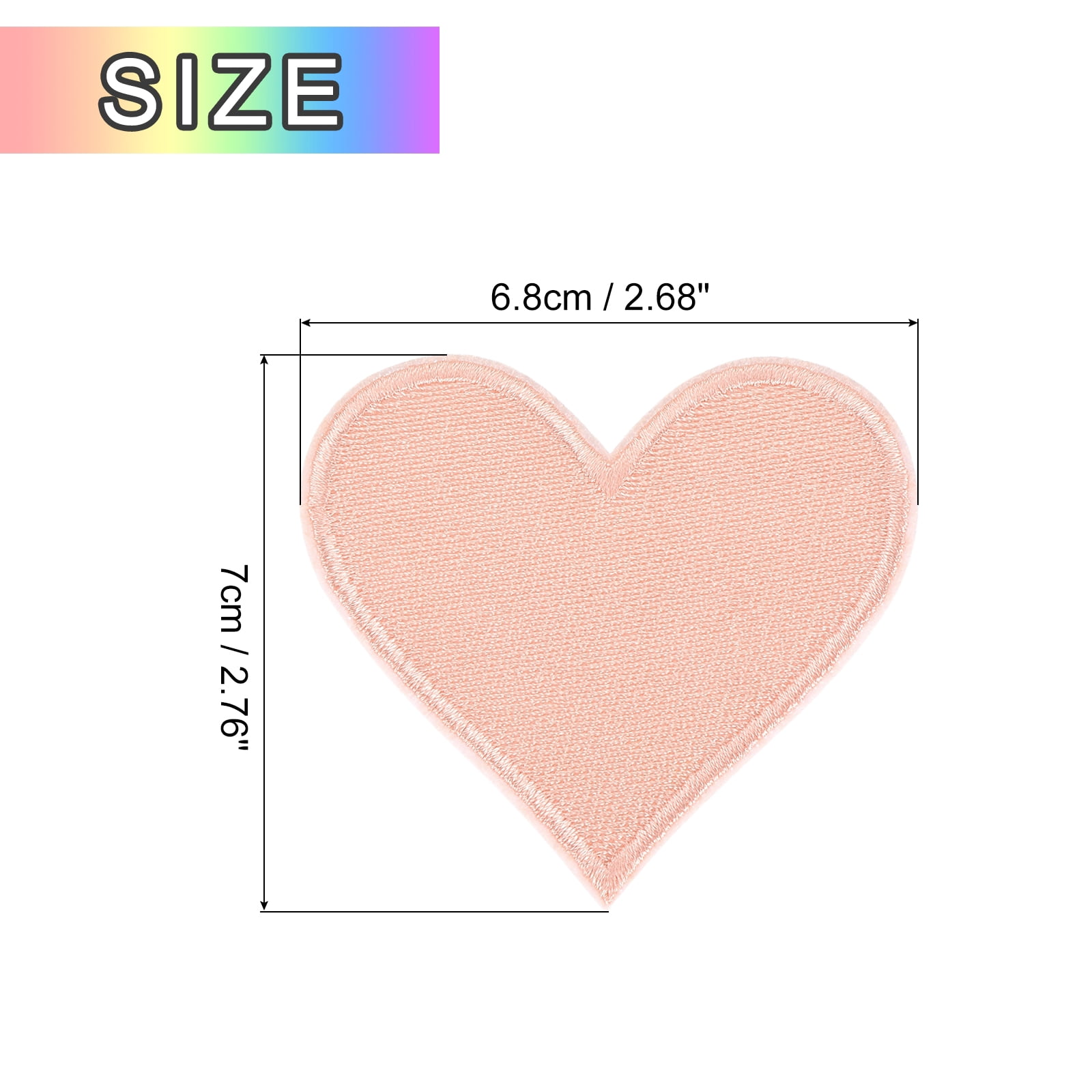 Heart Shaped Iron on Patches 6.8x7cm Embroidered Sew Patches Appliques for Clothing Repair Backpack Shoes Decoration Light Pink 120Pcs