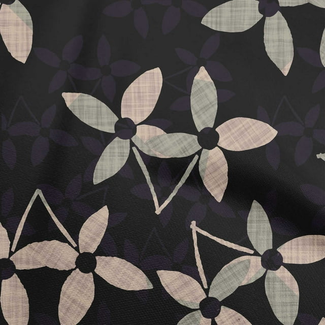 oneOone Rayon Black Fabric Asian Block Floral Sewing Craft Projects Fabric Prints By Yard 56 Inch Wide