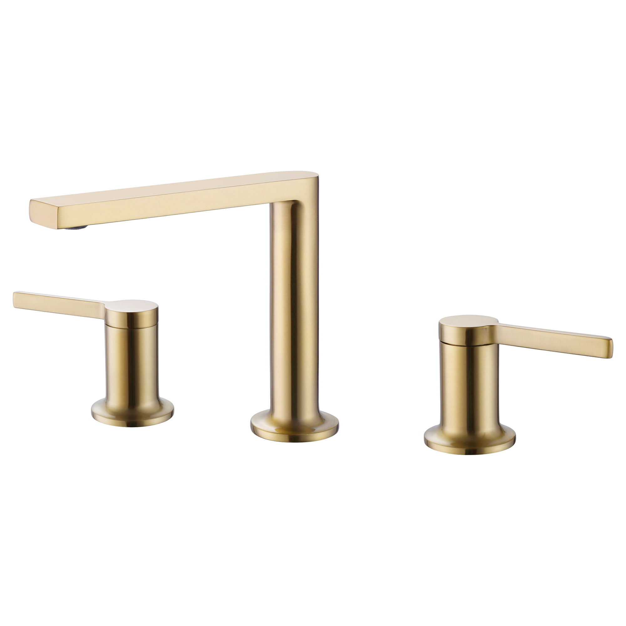 Three Hole Bathroom Sink Faucet, Brushed Gold Widespread Lavatory Basin ...