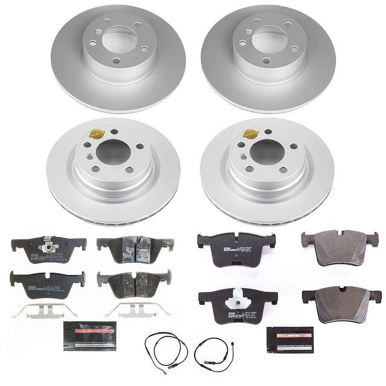 Power Stop Front and Rear Euro-Stop ECE-R90 Certified Brake Pad with Rotor Kit Fits 2017 BMW 230i