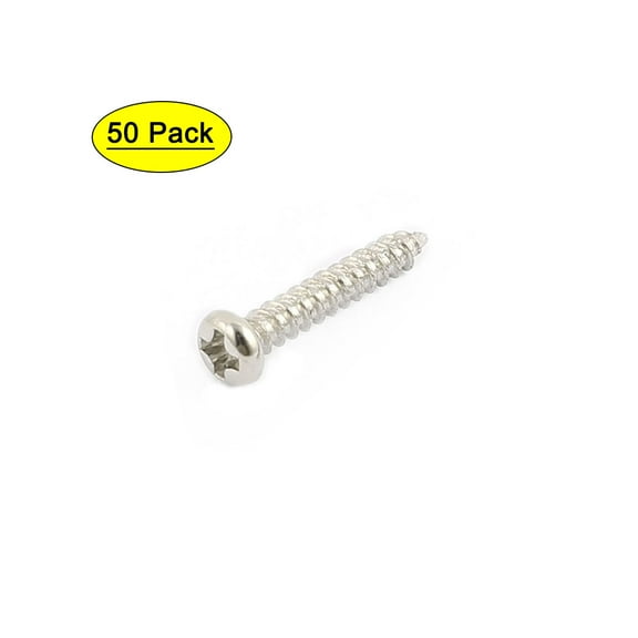 50pcs M2 x 12mm Stainless Steel Pan Round Head Self Tapping Screws