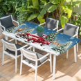 thumbnail image 2 of Blue Christmas Table Cloths for 3 Foot Rectangle Tables, Winter Red Truck Pine Tree Xmas Snowflakes Patio Waterproof Elastic Fitted Tablecloths, Washable Rectangular Table Cover for Camping, 2 of 8