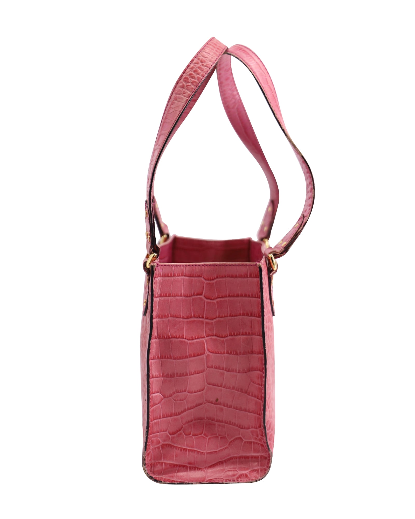 Pre-Owned Kate Spade Crocodile Embossed Bag in Pink Leather