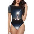 thumbnail image 2 of Picia Peggy's Cove Lighthouse Womens One Piece Swimsuits Modest Tummy Control Bathing Suits Lace Up Slimming Swim Suit-Large, 2 of 9