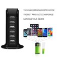 thumbnail image 2 of Multiple USB Charger, 30W 6-Port High Speed USB Desktop Charging Station, Multi Port USB Power Adapter for Phone, Galaxy, HTC, Smartphone, Tablet, Other USB Compatible Devices (Black), 2 of 8