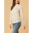 thumbnail image 6 of INSPIRE CHIC Valentine's Day Women's Button Down Shirt Ditsy Floral Long Sleeve Point Collar Office Top XS White, 6 of 9