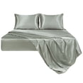 thumbnail image 1 of Unique Bargains Ensemble de Draps en Satin 4 Pcs Draps en Polyester Soyeux et Doux, 1 of 8