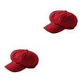 thumbnail image 4 of serony Peaked Caps Retro Fashion Warm Woolen Octagonal Hats Easy Matching Sun Visor Design Windproof Headgear for Theme Party Black Red 2Set, 4 of 6