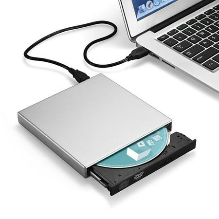 External USB 2.0 DVD/CD Writer Slim Drive Burner Reader Player for Windows 2000/XP/Vista/Win 7/Win 8/Win 10,for Apple MacBook, Laptops, Desktops, (Best Cd Burner For Windows Xp)