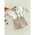 thumbnail image 3 of Bagilaanoe 2pcs Toddler Baby Boy Short Pants Set Short Sleeve Cartoon Elk Print Shirt Tops + Shorts 6M 12M 18M 24M 3T 4T Kids Casual Outfits, 3 of 9