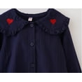 thumbnail image 6 of Conti Kids Little Girls Peter Pan Ruffle Collar Bell Long Button-Down Navy Shirts Blouse 3-4 Years, 6 of 6