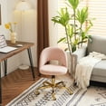 thumbnail image 5 of Ktaxon Office Desk Chair Adjustable Flannel Computer Task Chair Small Rolling Vanity Stool with Wheels for Study Make-up Dressing Room Pink, 5 of 8