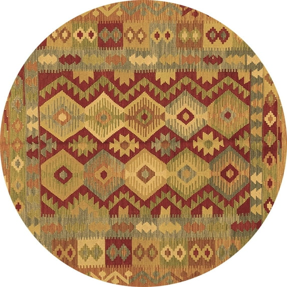 Ahgly Company Indoor Round Oriental Brown Traditional Area Rugs, 6' Round