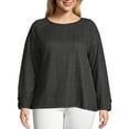 thumbnail image 1 of Just My Size Women's Plus Size French Terry Sweatshirt with Lace-up Sleeves, 1 of 5