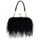 thumbnail image 1 of Bolso de mano Tessco para mujer, con plumas de avestruz, esponjoso, negro, 1 of 6