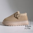 thumbnail image 5 of Winter Flat Shoes for Women Suede Fuzzy Warm Platform Low Top Booties Slippers Buckle Strap Casual Round Toe Slip on Walking Shoes Khaki Size 6.5, 5 of 8