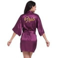 thumbnail image 2 of LYMAYTER Women Satin Robe Summer Fashion Lightweight Gold Lettered Kimono for Sleepwear Bathrobe S-2XL, 2 of 7