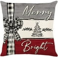 thumbnail image 2 of Set of 2 Christmas Decorative Throw Pillow Covers, Merry Bright & Let it Snow Pillow Cases for Home Living Room Sofa Couch Bed Decorations, 18 x 18 inches, 2 of 4