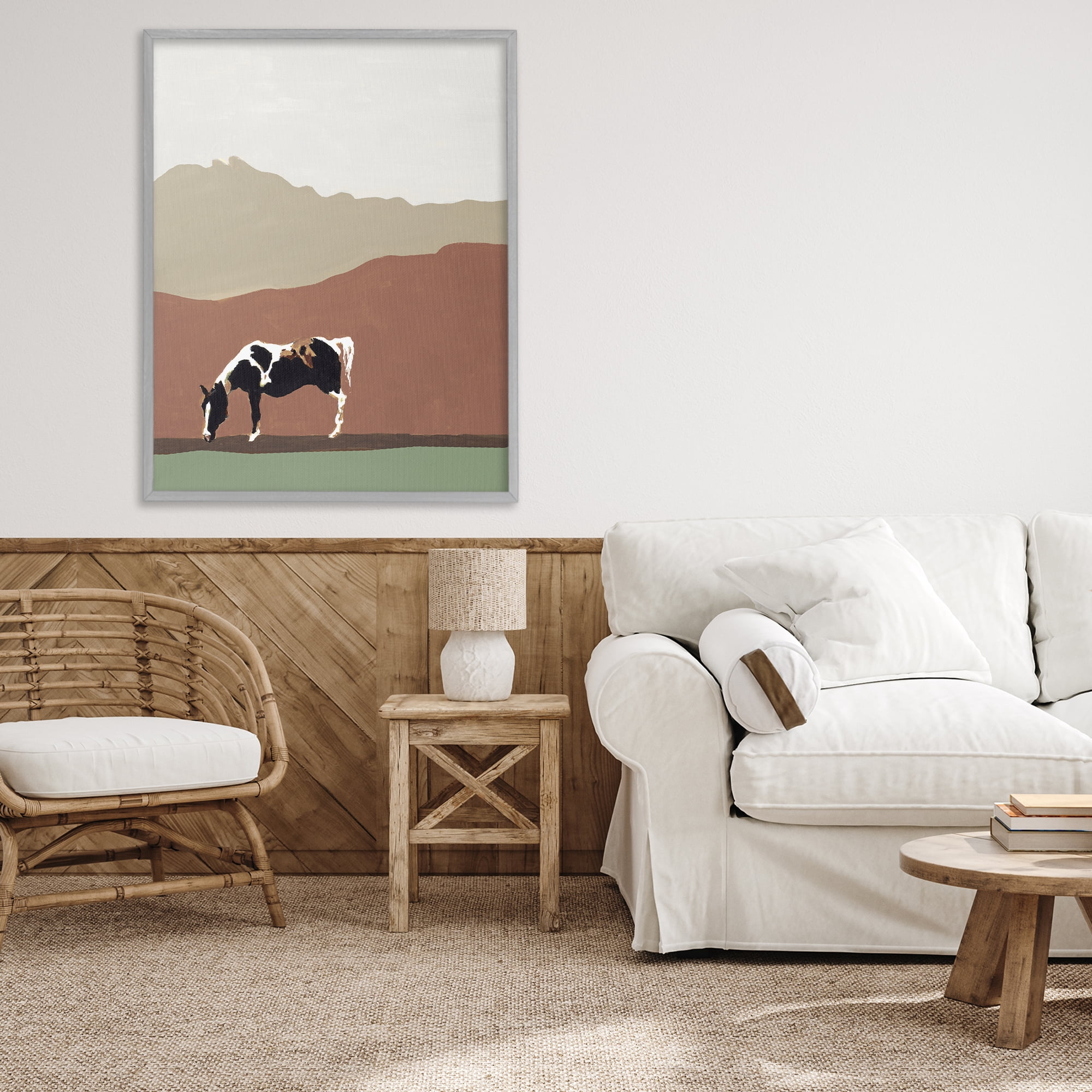 Stupell Industries Modern Mountains Horse Gray Framed Giclee Art, design by Patricia Pinto