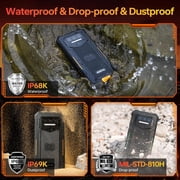 OUKITEL WP23S Rugged Phone Unlock, 10600mAh Battery, 4GB RAM, 64GB Storage, 6.52-inch, Android 15, Black/Orange/Green