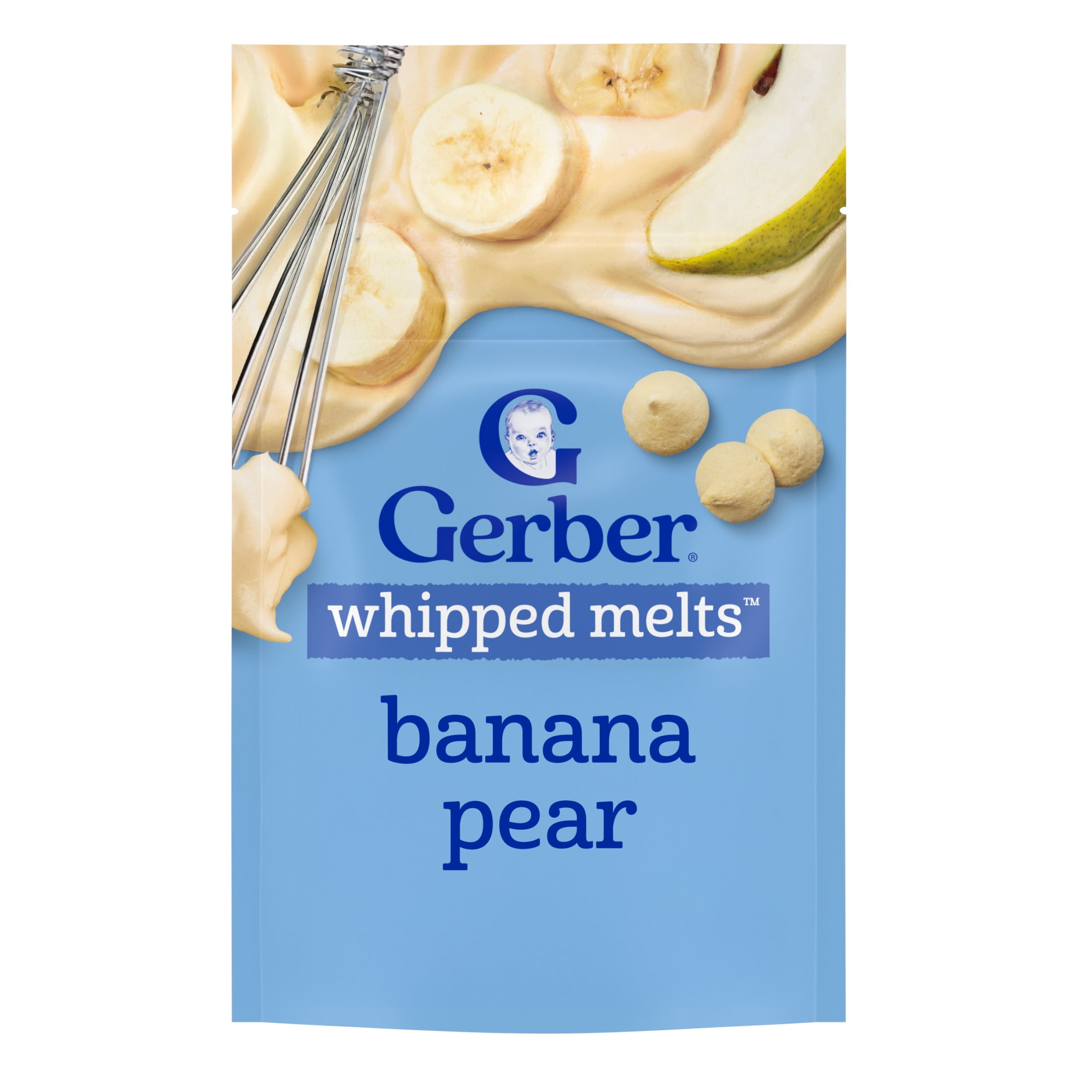 (12 pack) Gerber Natural Whipped Melts Baby Snacks Banana Pear, 0.85 oz Bag