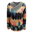 thumbnail image 3 of Women Tie-dye Printed Embroidery Collar Long Sleeve Pullover Blouse Tops, 3 of 4