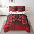 thumbnail image 2 of Manfei Game Console 7 Pieces Bedding Comforter Set,Gamepad Gamer Full Bedding Set,Red Striped Hexagon Fitted Sheet Flat Sheet For Kids,Super Cozy Room Decor Reversible, 2 of 8