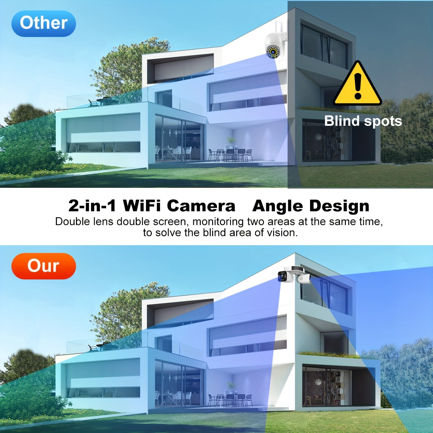 Surveillance Camera, 2.4G WiFi Security Camera for Home with Rotation, Motion Detection, Two-Way Audio, Night Vision, Cloud And SD Card Storage, Wired Cameras for Home Security