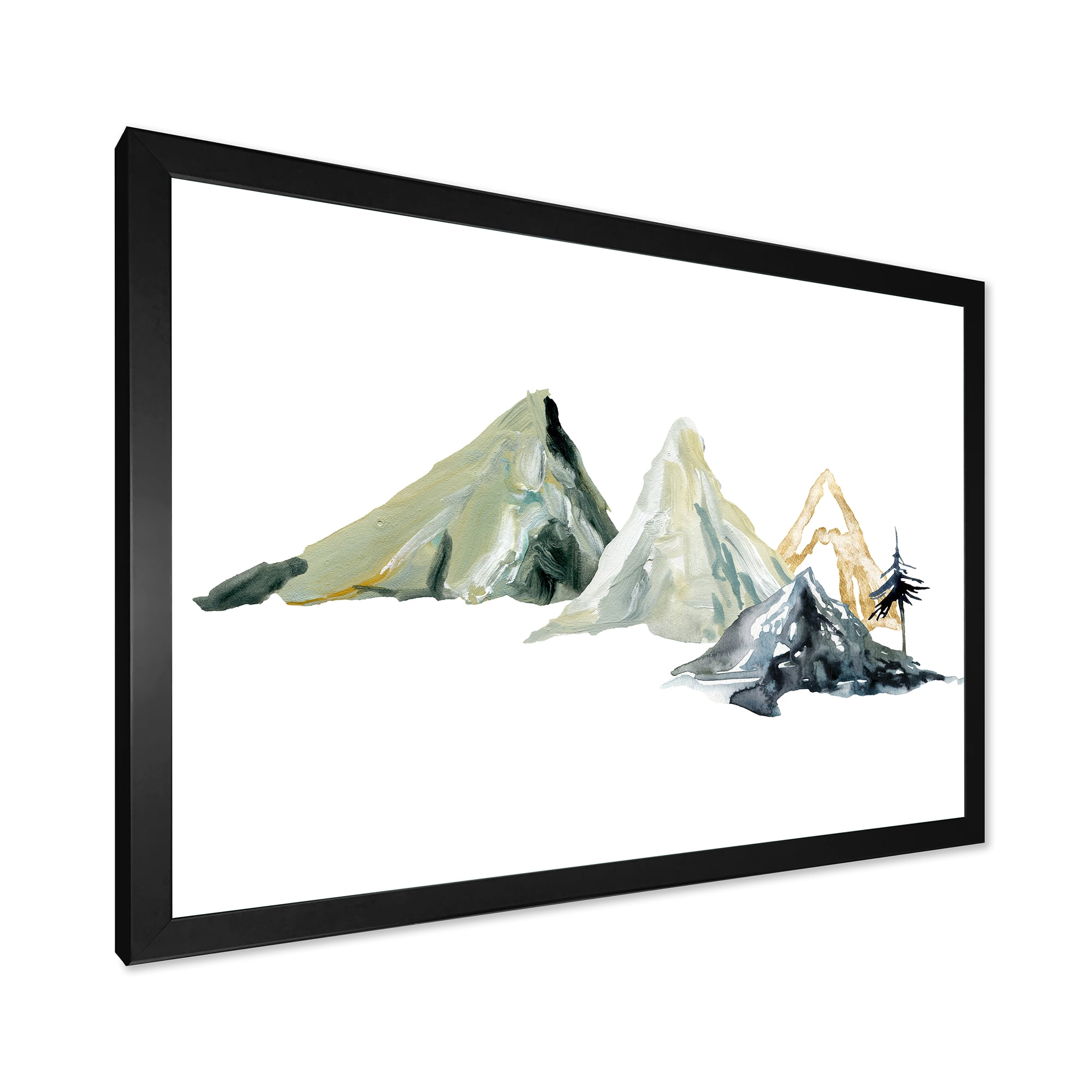 Designart 'Dark Blue Mountain Landscape Winter Minimalistic I' Modern Framed Art Print
