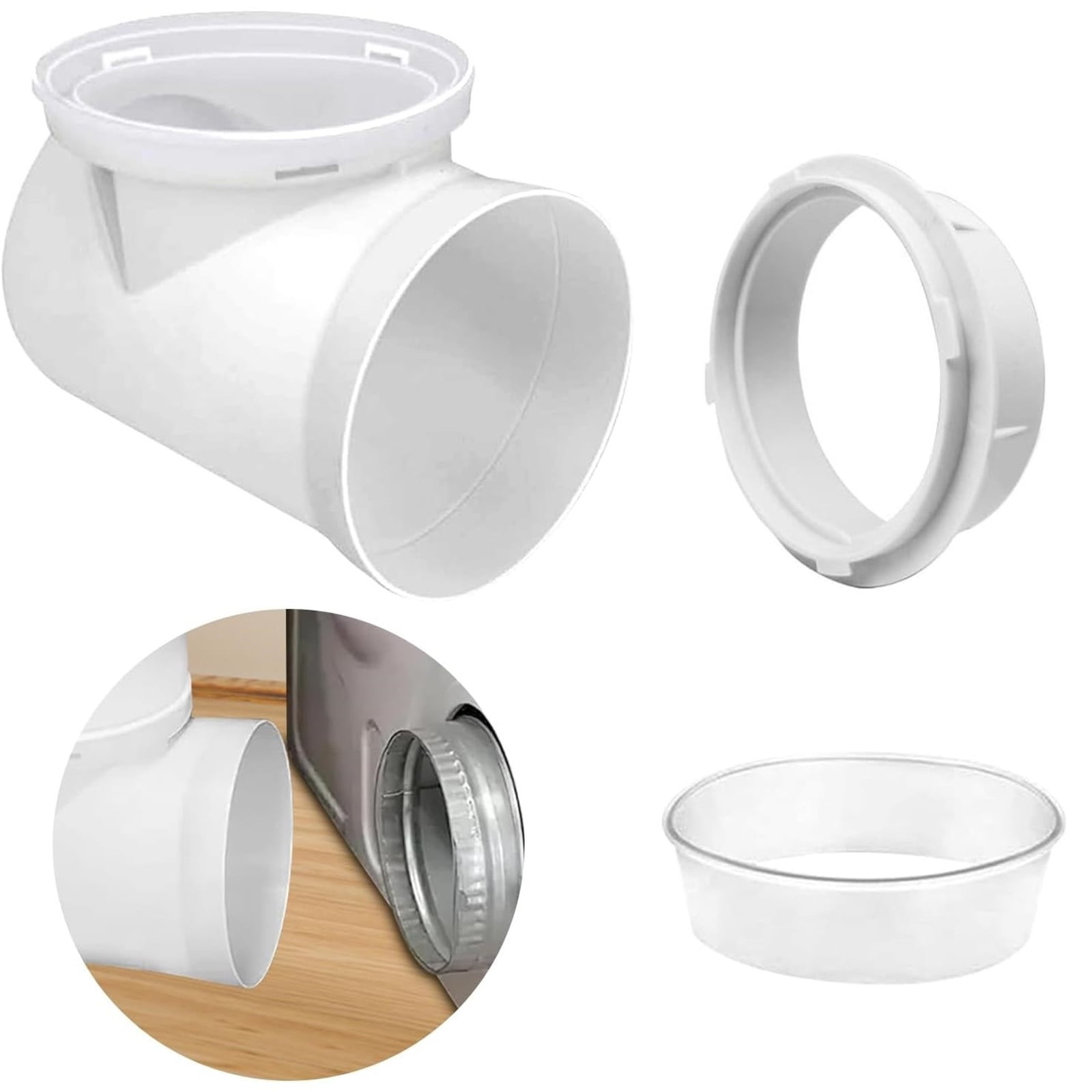 Dryer Vent Extension Set: 90 Degree Quick-Connect Elbow, Wall Mount & Detachable Hose Assembly
