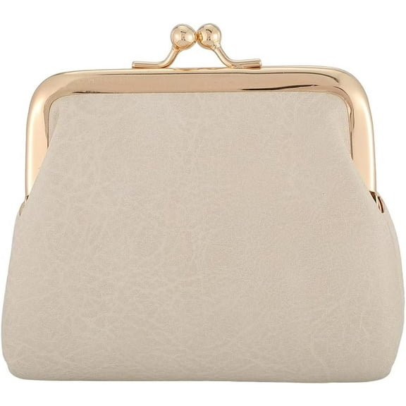 Kiss Lock Coin Purses PU Leather Mini Wallet Small Change Purse with Double Clasp Closure Coin Organizer Portable Tiny Key Holder for Storing Jewelry Keys Cash Cards Floral White 4.5x5 inch