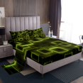 thumbnail image 1 of YST Geometry Yellow Green Sheet Set Geometric Strip Lines Sheets Full Size,Modern Gradient Cubes Bed Sheets Set Abstract Art Flat Fitted Sheet For Children Adult Bedroom Decor, 1 of 7