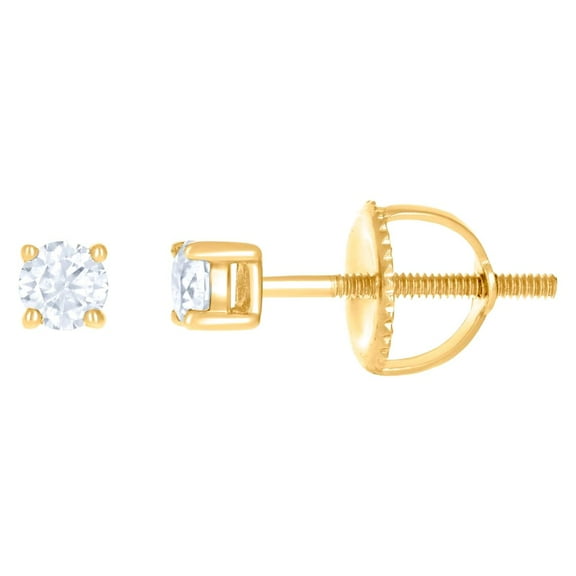 10k Yellow Gold Unisex Moissanite 0.20ct Solitaire Stud Earrings 3x3mm Wide Stud Earring for Women