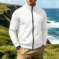 thumbnail image 5 of Men No Hood Zipper Sweatshirt Collared Full Zip Soft Home Comfy Casual Jacket Sweatshirt Fall Winter Outdoor Workout Zip up Fashion Outerwear with Side Pockets, 5 of 9
