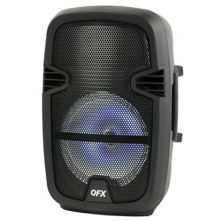 QFX 8-in Portable Party Bluetooth PA Loudspeaker with Microphone &