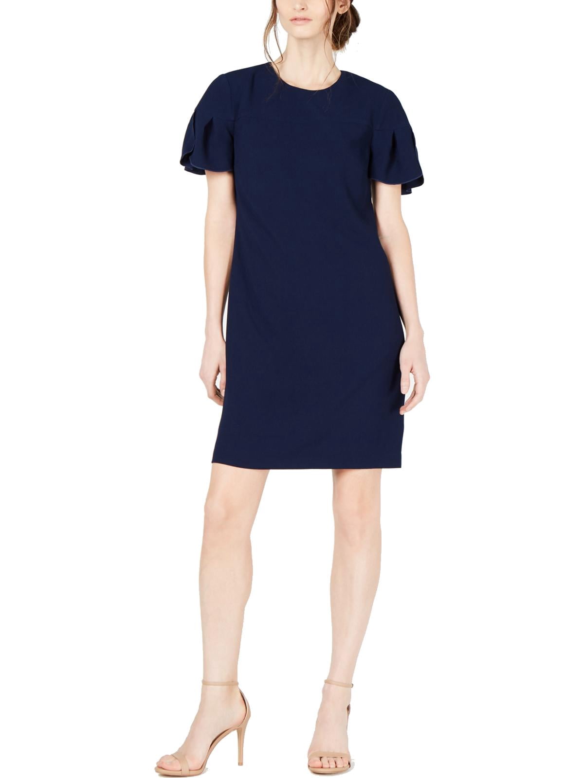 Trina Turk Womens Jacinta Flutter Sleeve High Neck Mini Dress Navy 0 -  Walmart.com