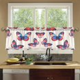thumbnail image 4 of Yayeee Kitchen Curtains Tier Set of 2 Light Filtering 57"x36" Over Sink Window Panels, Blue Butterflies, 4 of 7