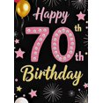 thumbnail image 3 of Black Backdrop Banner with Pink Gold Balloons Stars Fireworks Happy 70th Birthday Party Decoration Photography Props Party Supplies Background Decor, 3 of 6