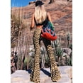 thumbnail image 6 of Flare Yoga Pants for Women - Soft High Waist Bootcut Leggings Tall & Long Leopard Flared Pants Khaki Leopard L, 6 of 9