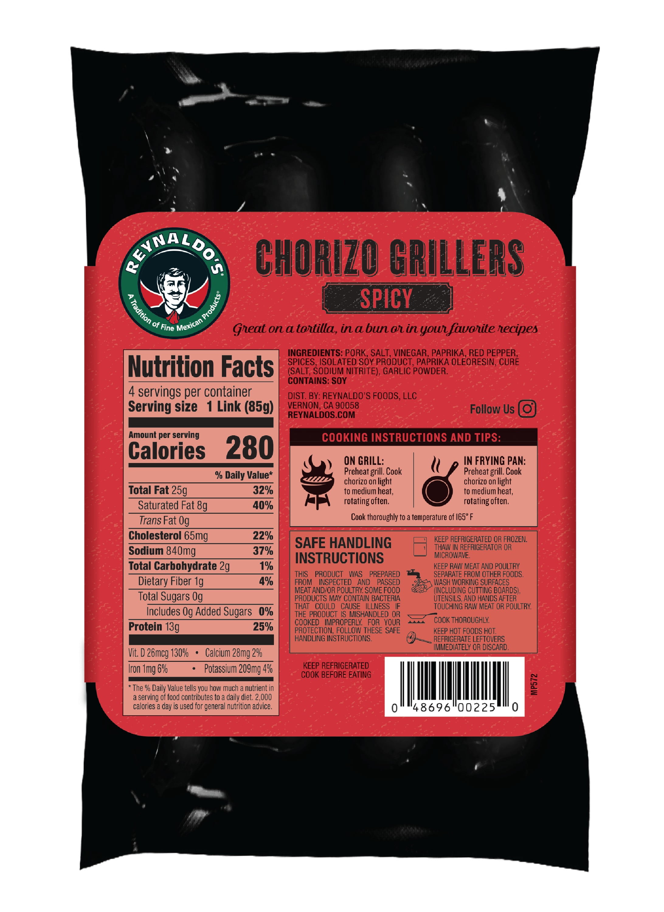 Reynaldo's Spicy Chorizo Grillers, 12 oz