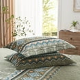 thumbnail image 6 of 3-Piece Full/Queen Size Quilt Set - Olive Green Bohemian Bedspread Coverlet with 2 Pillow Shams, Microfiber, 6 of 7