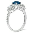 thumbnail image 2 of 1.46 ct Round Cut Natural London Blue Topaz 3 Stone 14K White Gold Womens Engagement Ring, 2 of 4