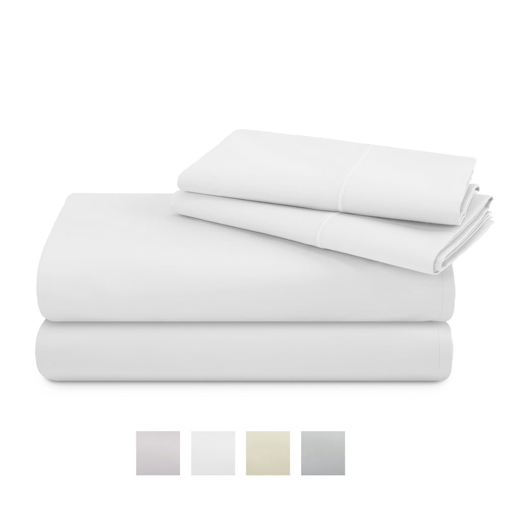 Nectarsoft 600 Thread Count Sateen Sheet Set, Full, Bright White