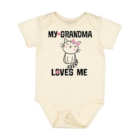 

Inktastic My Grandma Loves Me Girls Kitty Gift Baby Girl Bodysuit
